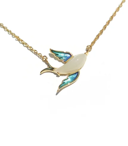 White jade bird necklace