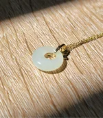 white Jade Necklace flower pendant
