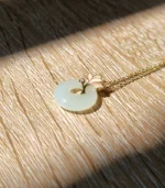 white Jade Necklace flower pendant