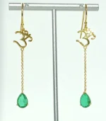 OM gold earrings front