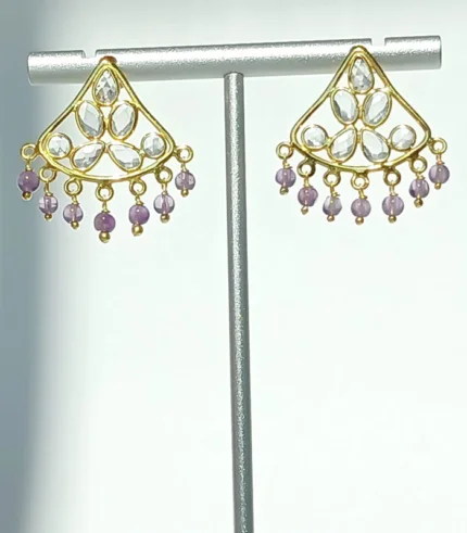 chandelier gold earrings front