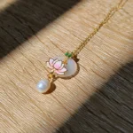 Lotus Pendant Jade Necklace: 14k Gold Plated Sterling Silver, for those who grow beautifully in a tough environment