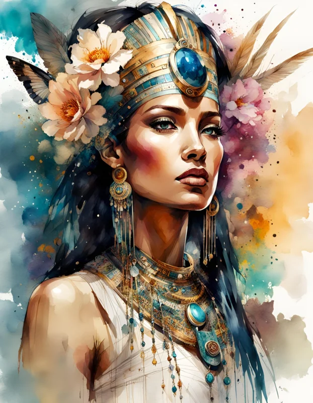 women wearing traditional latin inspired jewelry on her neck and head