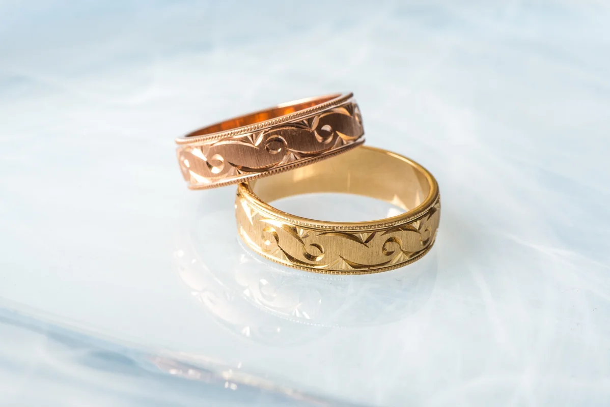 rose gold and gold ring