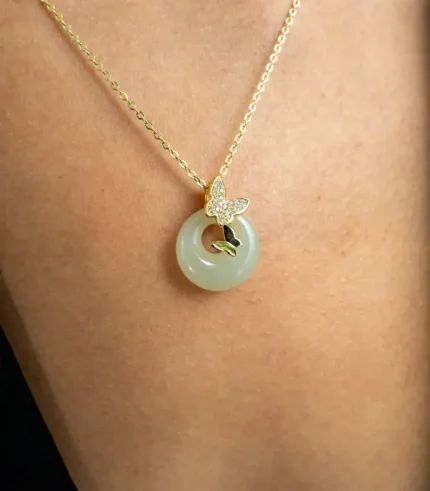 white jade necklace butterfly