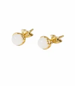 white jade stud earrings heart detail white background
