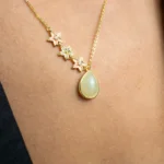 White Jade Necklace Lilly Flowers