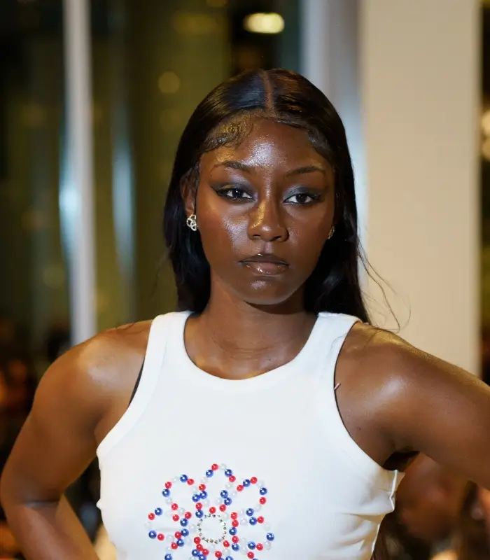 NY Fashion week loop earrings mexican collection model 2 700x800