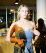 NY Fashion week round earrings mexican collection model