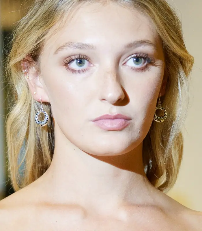 NY Fashion week round earrings mexican collection model 700x800