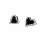 black jade stud earring white background