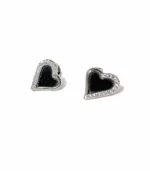 black jade stud earring white background