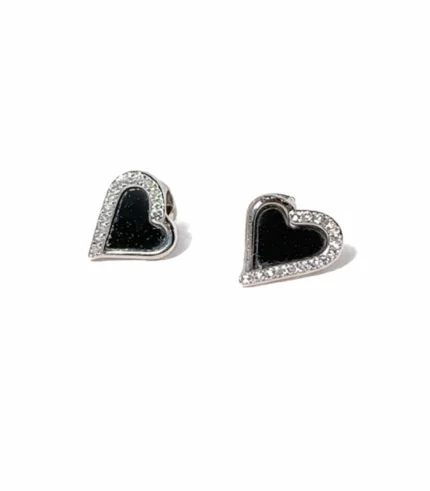 black jade stud earring white background
