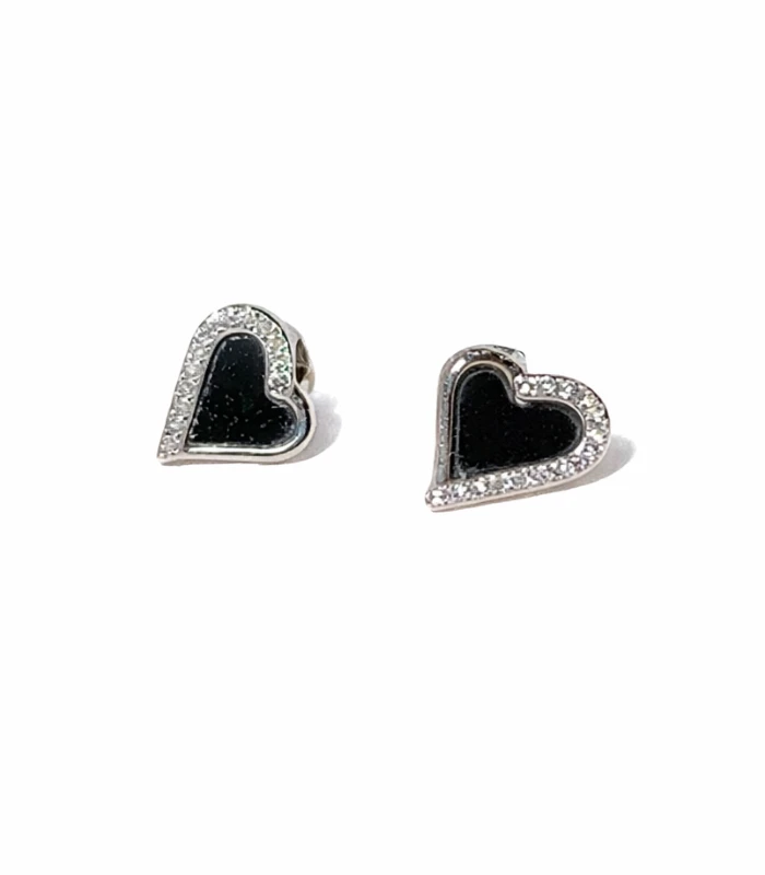 black jade stud earring white background