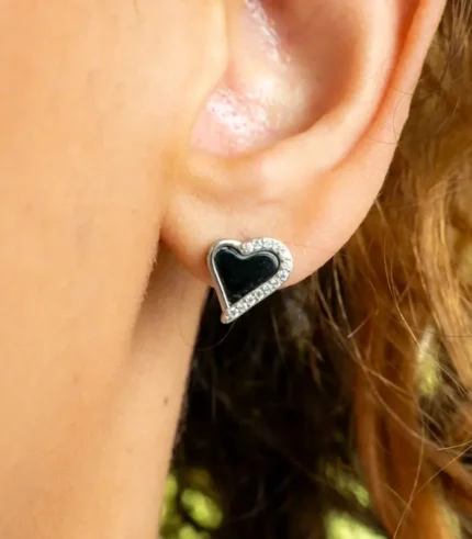 Black Jade Earrings Hearts