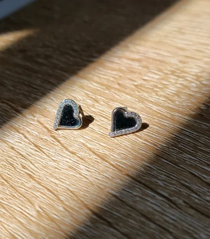 Black Jade Earrings Hearts