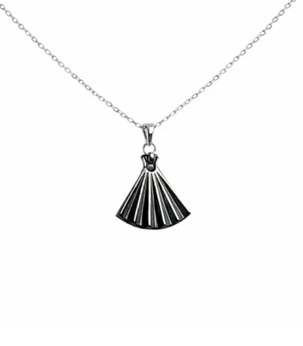 jade necklace black dress silver chain