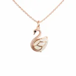 jade necklace swan rose gold chain white background