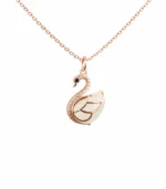 jade necklace swan rose gold chain white background