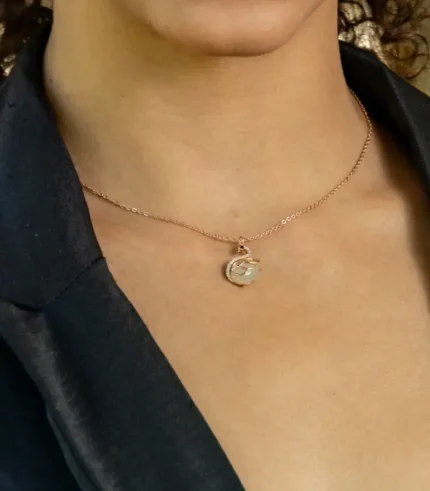 Jade Necklace Rose Gold Swan