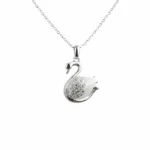 swan silver necklace with silver chain
