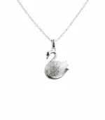 swan silver necklace with silver chain
