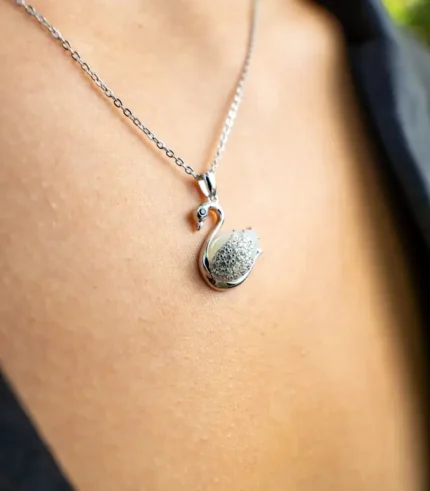 Jade Necklace Swan Pendant