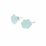 Jade Blue flower stud earring silver