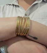 Multi-Bar Cuff Bracelet — 18K Gold Stainless Steel - Image 3