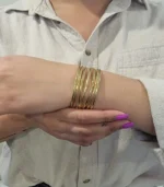 Multi-Bar Cuff Bracelet — 18K Gold Stainless Steel - Image 4