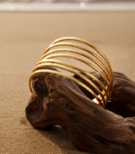 Multi-Bar Cuff Bracelet — 18K Gold Stainless Steel - Image 9