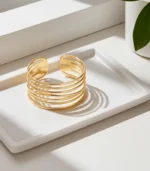 Multi-Bar Cuff Bracelet — 18K Gold Stainless Steel - Image 10