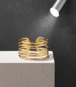 Multi-Bar Cuff Bracelet — 18K Gold Stainless Steel - Image 7