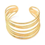 wide multi-bar gold cuff bracelet 18K gold plated stainless steel