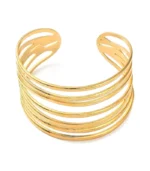 wide multi-bar gold cuff bracelet 18K gold plated stainless steel