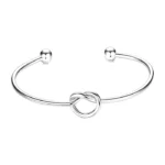 stainless steel love knot cuff bracelet with ball tips