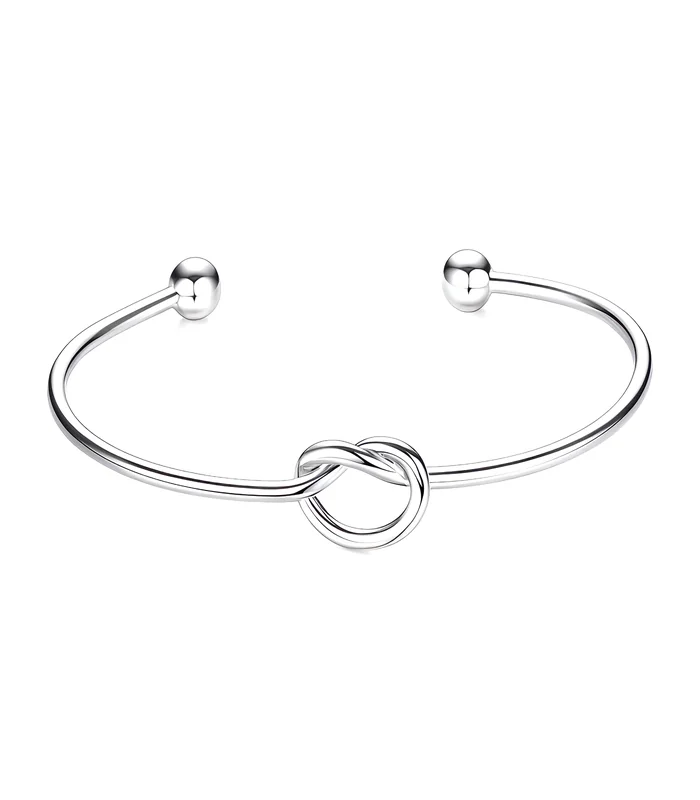 87160-front-700x800-1 stainless steel love knot cuff bracelet with ball tips