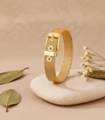 Mesh Belt Buckle Bracelet — 18K Gold Stainless Steel - Image 6