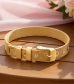 Mesh Belt Buckle Bracelet — 18K Gold Stainless Steel - Image 8