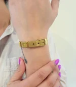 Mesh Belt Buckle Bracelet — 18K Gold Stainless Steel - Image 4