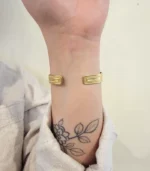 Double Band Dot Cuff Bracelet — 18K Gold Stainless Steel - Image 4