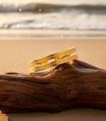 Double Band Dot Cuff Bracelet — 18K Gold Stainless Steel - Image 7