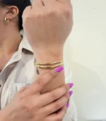 Triple Band Cuff Bracelet — 18K Gold Stainless Steel - Image 4