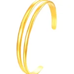 gold triple band open cuff bracelet 18K gold plated stainless steel