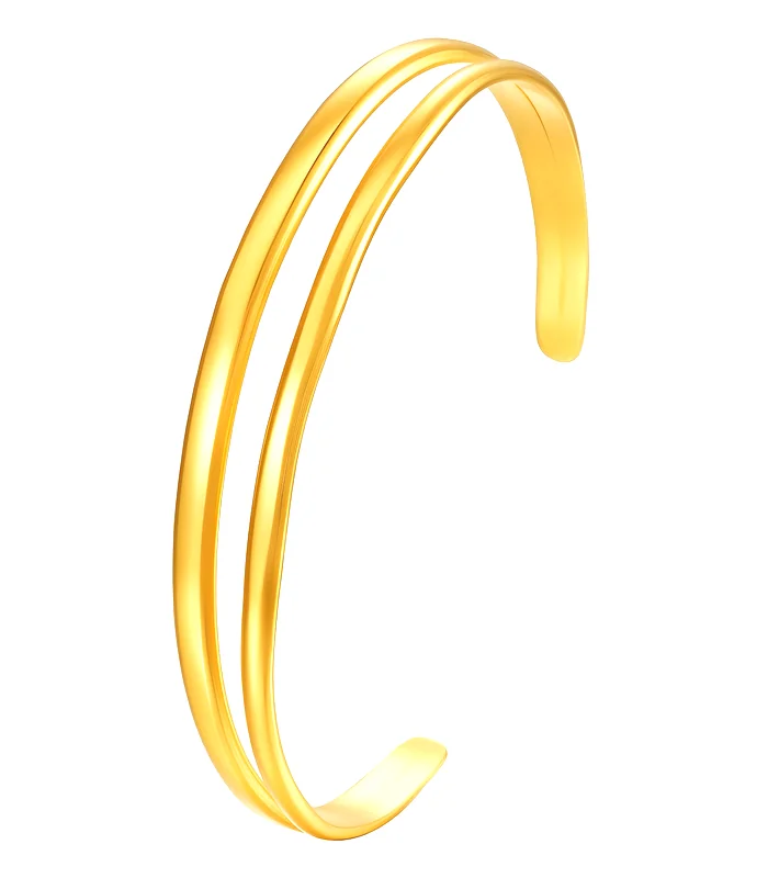 87637-front-700x800-1 gold triple band open cuff bracelet 18K gold plated stainless steel