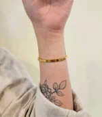 White Inlay & CZ Bangle — 18K Gold Stainless Steel - Image 5