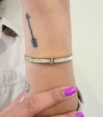 White Inlay & CZ Bangle — 18K Gold Stainless Steel - Image 2