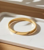 Diagonal CZ Stripe Bangle — 18K Gold Stainless Steel - Image 6