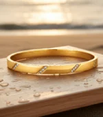 Diagonal CZ Stripe Bangle — 18K Gold Stainless Steel - Image 3