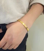 Diagonal CZ Stripe Bangle — 18K Gold Stainless Steel - Image 2